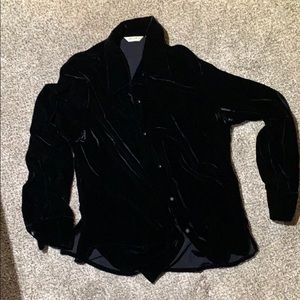 Eddie Bauer black velvet long sleeve blouse